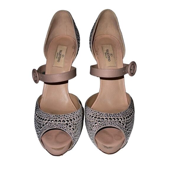 Valentino Micro Stud Suede Mary Jane D'Orsay Stiletto Heels Size 39.5 - Picture 4 of 14